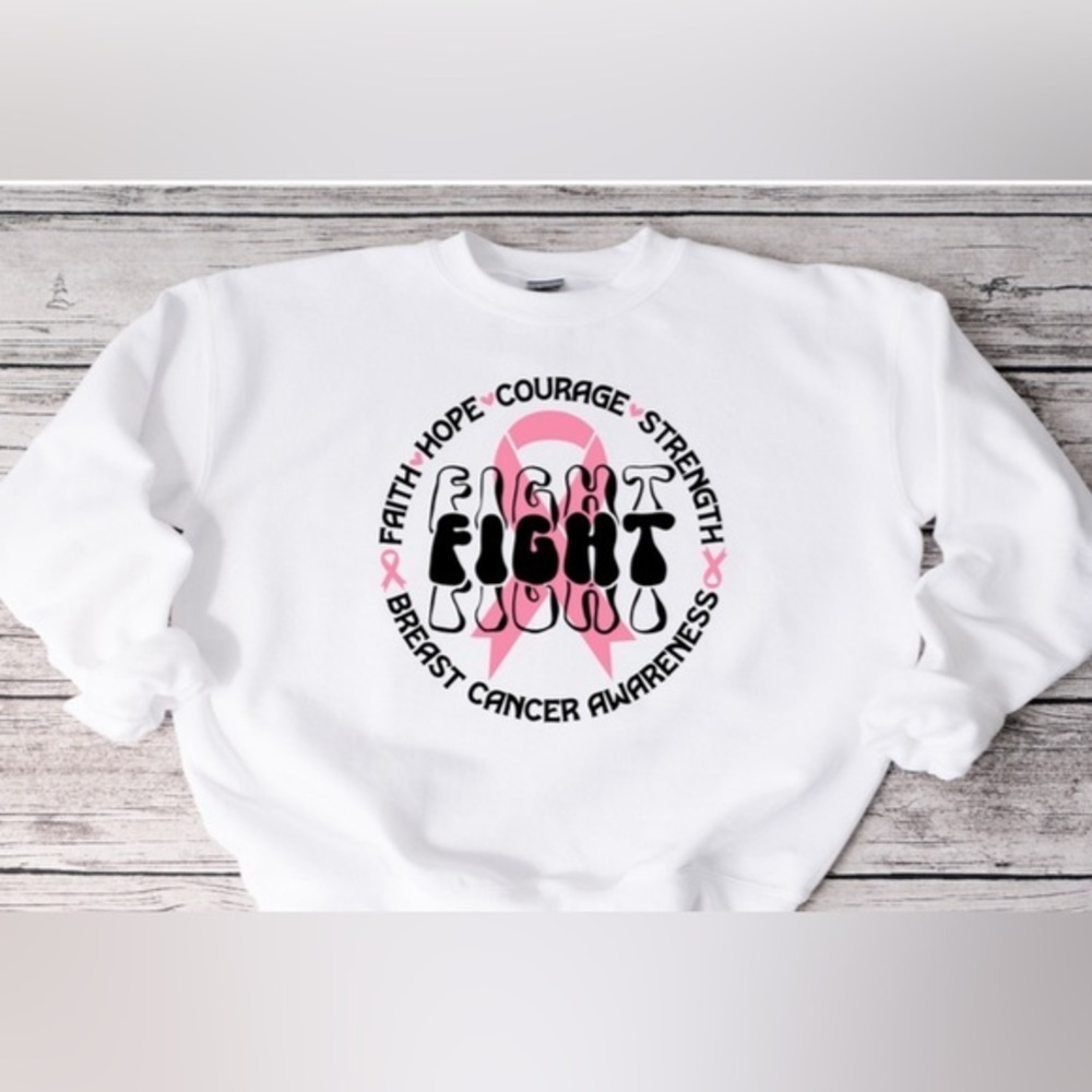 Fight Breast Cancer Crewneck - White